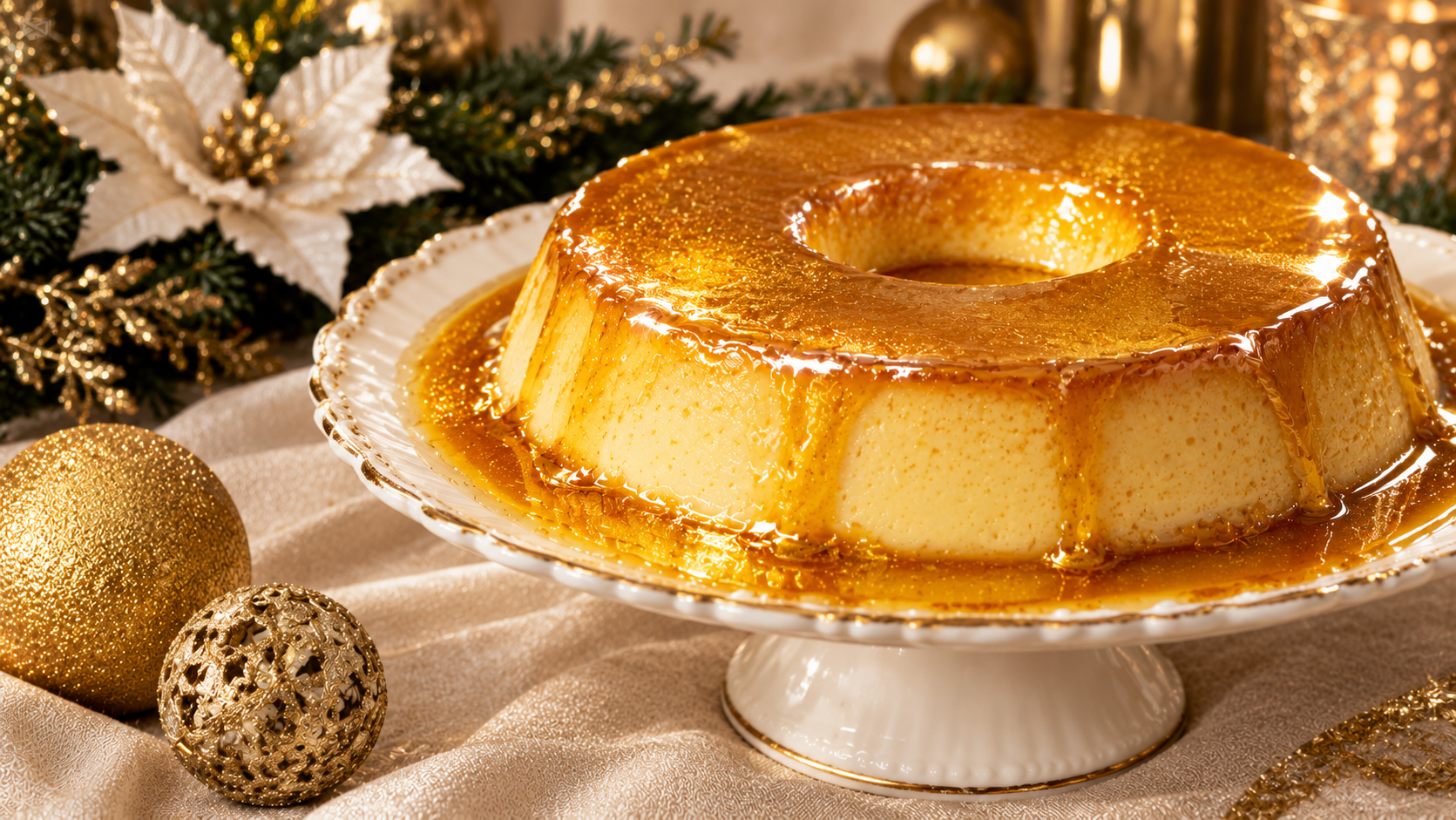 Pudim Natalino com Calda Dourada: receita especial para a ceia