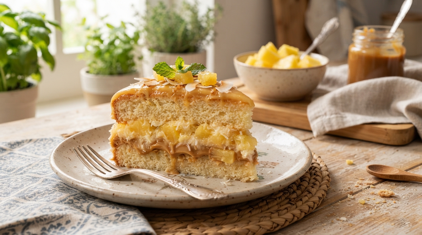 Bolo Gelado de Abacaxi com Doce de Leite: receita cremosa e molhadinha